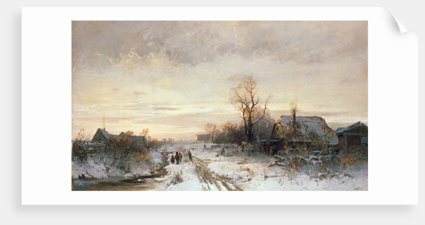 Children playing in a winter landscape by August Fink