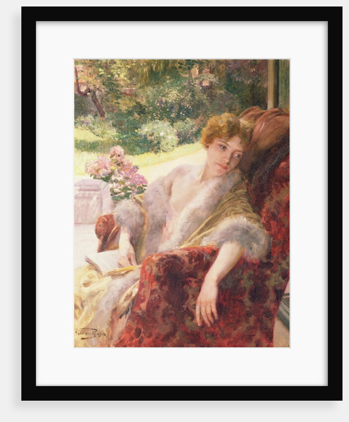 Portrait of a woman in a fur wrap by Herman Richir