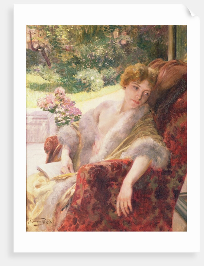 Portrait of a woman in a fur wrap by Herman Richir