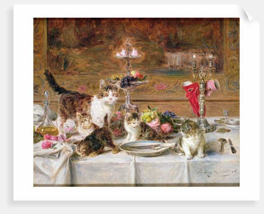 Kittens at a banquet, 19th century by Louis Eugene Lambert
