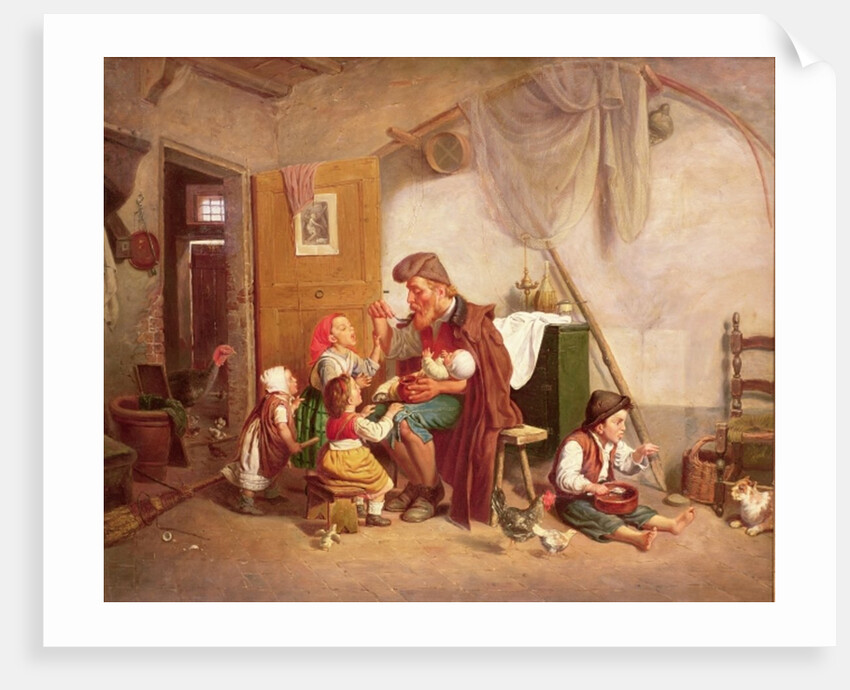 The widowed family, 19th century by Giuseppe Mazzolini