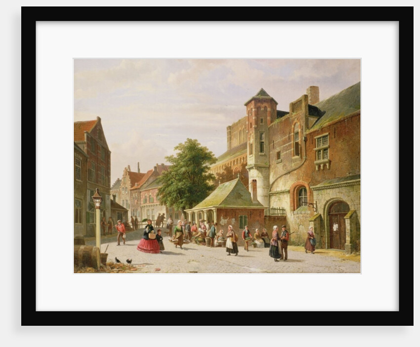 A Street Scene in Amsterdam by Adrianus Eversen