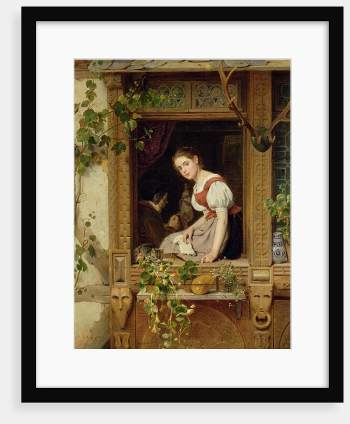 Dreaming on the windowsill by August Friedrich Siegert