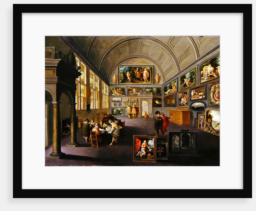 The interior of a picture gallery by Hendrik the Younger Steenwyck