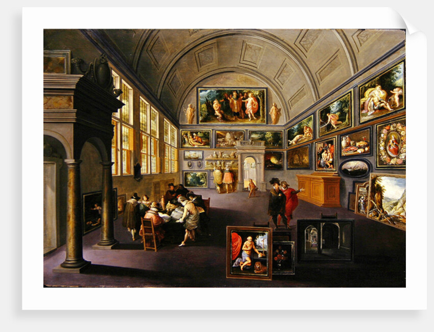 The interior of a picture gallery by Hendrik the Younger Steenwyck