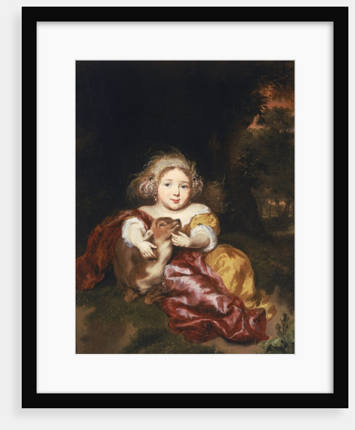 Girl Caressing a Fawn by Nicolaes Maes