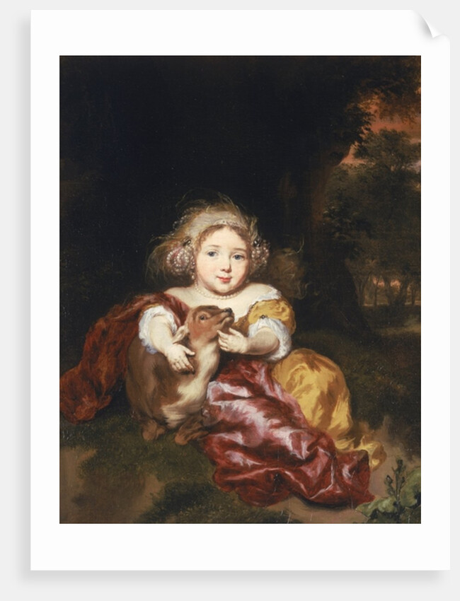 Girl Caressing a Fawn by Nicolaes Maes