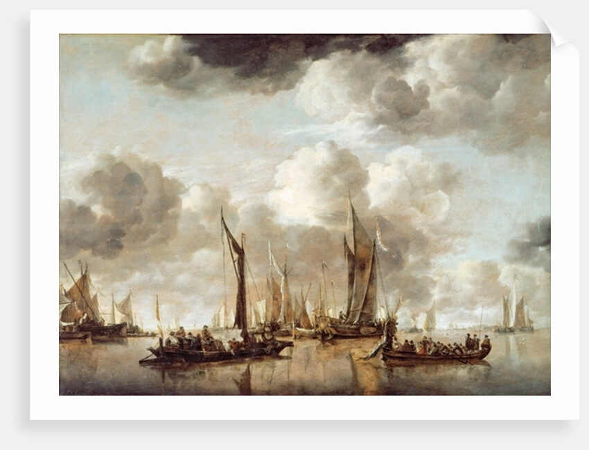 A Dutch Yacht Firing a Salute as a Barge Pulls Away, 1650 by Jan van de Capelle or Cappelle