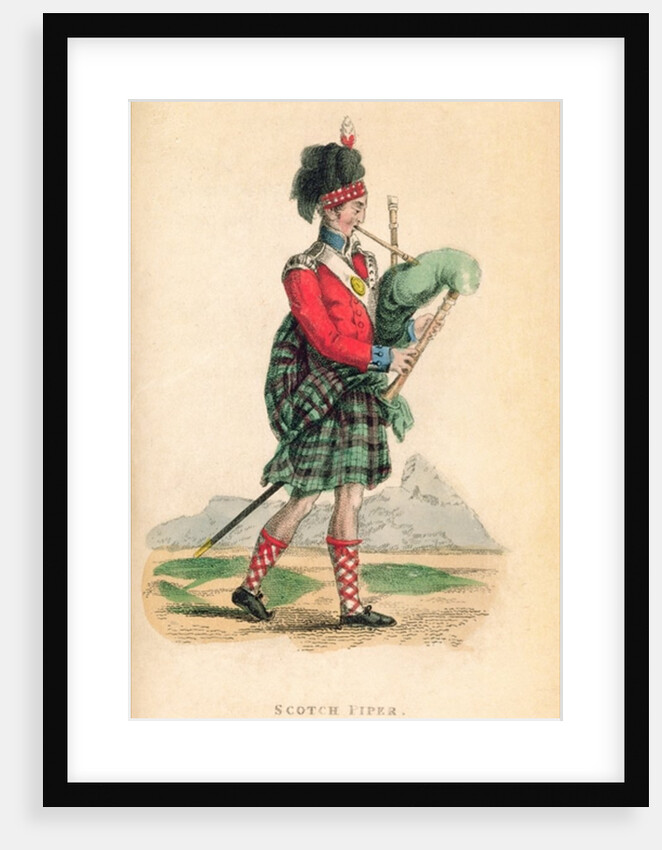 The Scotch Piper from Ackermann's 'World in Miniature' by Frederic Shoberl