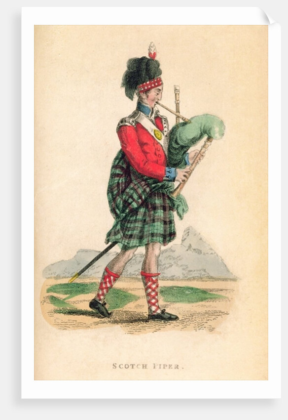 The Scotch Piper from Ackermann's 'World in Miniature' by Frederic Shoberl