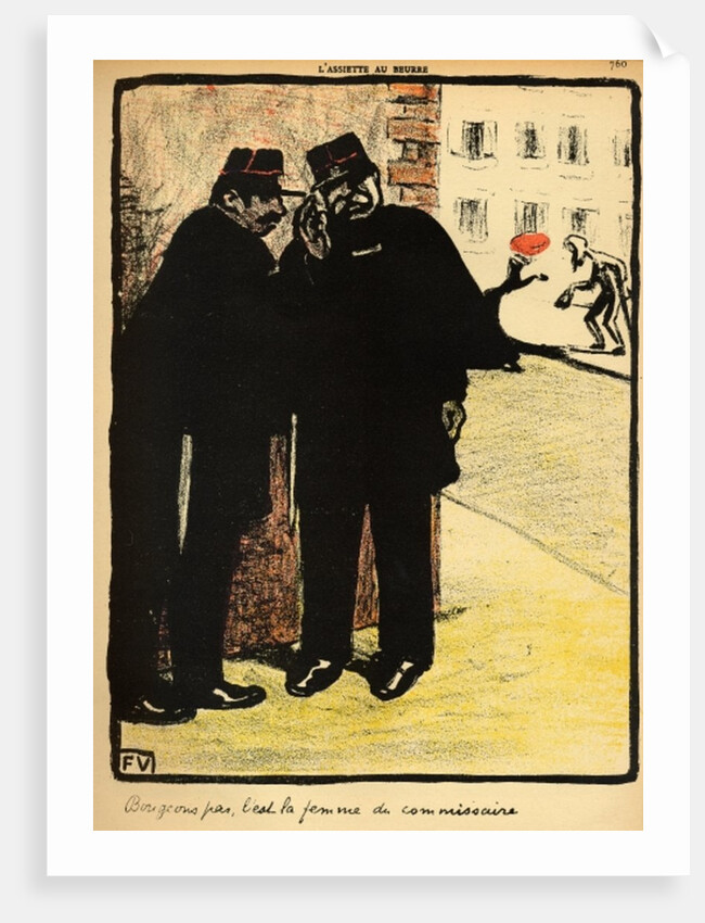 Two policemen hide from the Commissioner's wife by Felix Edouard Vallotton