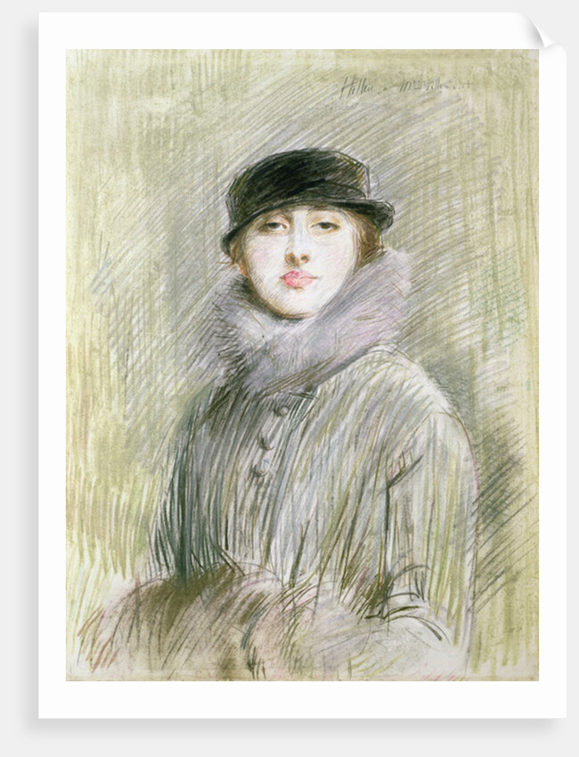 Portrait of a Lady with a Fur Collar and Muff, 20th century by Paul Cesar Helleu