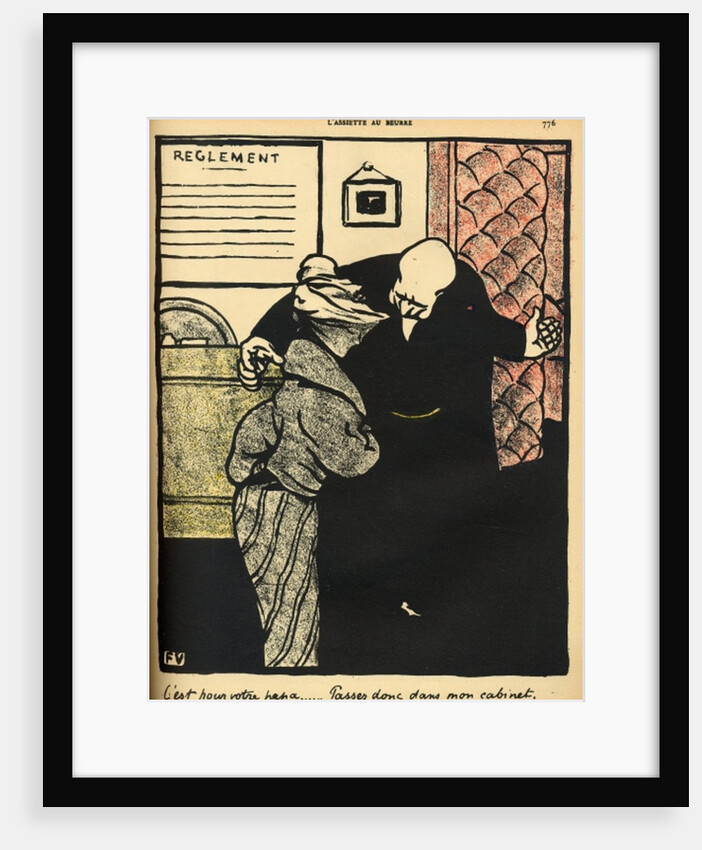 A worthy man ushers a young woman into his office by Felix Edouard Vallotton