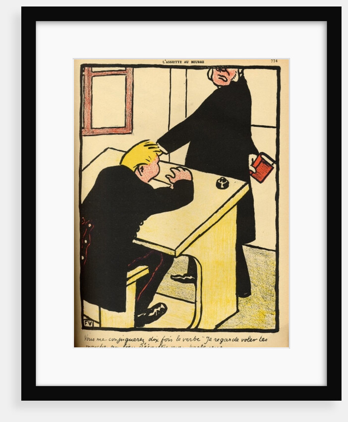 A teacher reprimands his pupil by Felix Edouard Vallotton