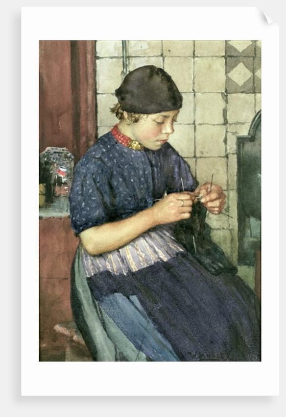 Girl Knitting by Walter Langley