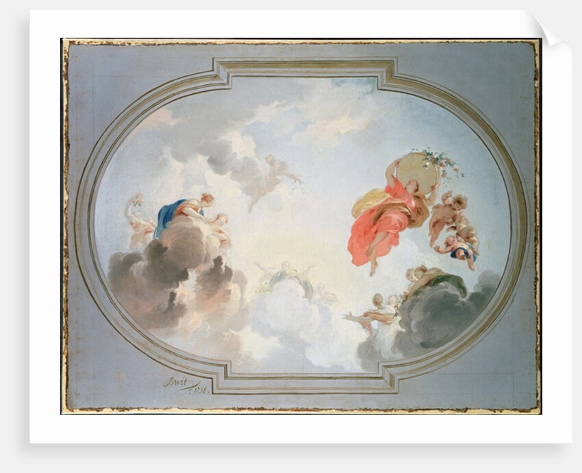 A Ceiling Design depicting the Apotheosis of Flora, 18th century by Jacob de Wit