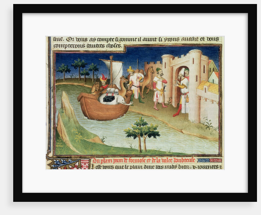 Marco Polo with elephants and camels arriving at Hormuz on the Gulf of Persia from India, c.1410-12 by (and workshop) Boucicaut Master