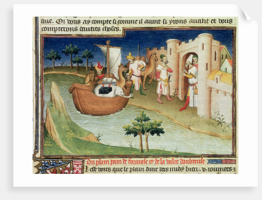 Marco Polo with elephants and camels arriving at Hormuz on the Gulf of Persia from India, c.1410-12 by (and workshop) Boucicaut Master