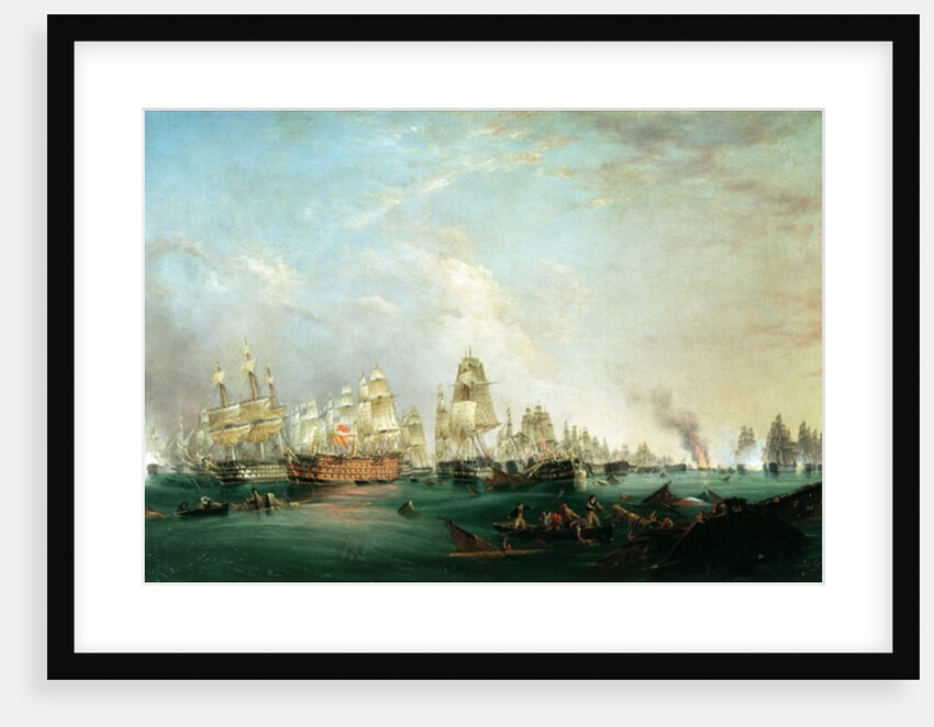Surrender of the 'Santissima Trinidad to Neptune, The Battle of Trafalgar, 3pm, 21st October 1805 by Lieutenant Robert Strickland Thomas