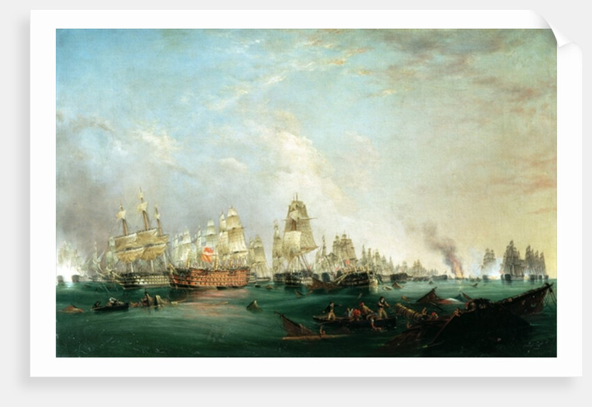 Surrender of the 'Santissima Trinidad to Neptune, The Battle of Trafalgar, 3pm, 21st October 1805 by Lieutenant Robert Strickland Thomas