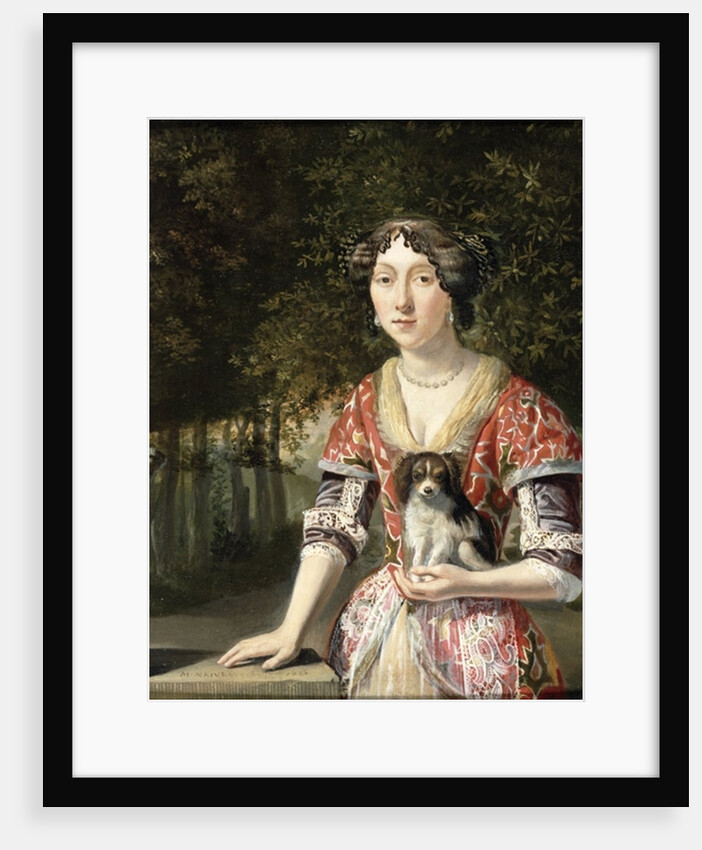 Portrait of a Lady Wearing a Red and White Dress by Matthys Naiveu