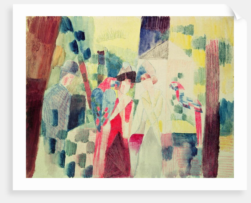 Two Women and a Man with Parrots, 20th century by August Macke