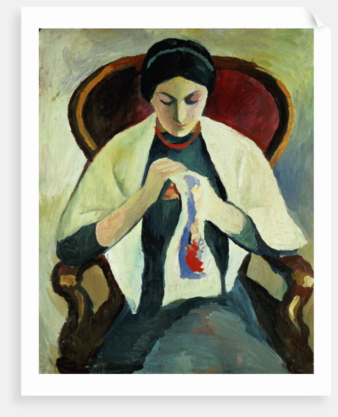 Woman Sewing by August Macke