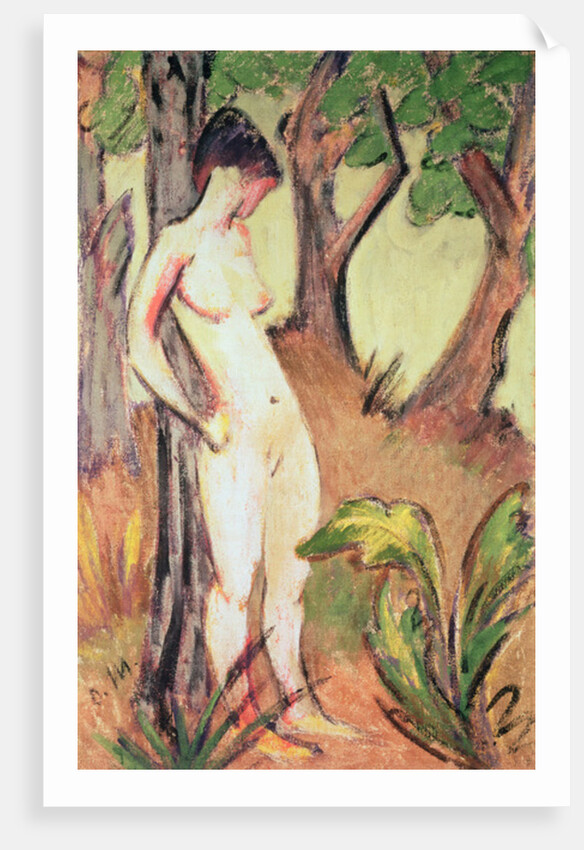 Nude Standing Against a Tree by Otto Muller or Mueller