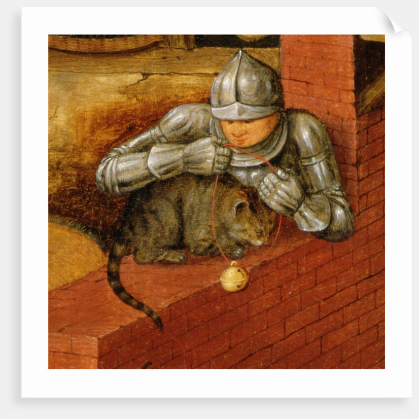 Knight putting a bell on a cat by Pieter the Younger Brueghel