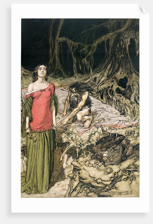 The Wooing of Grimhilde, the mother of Hagen by Arthur Rackham