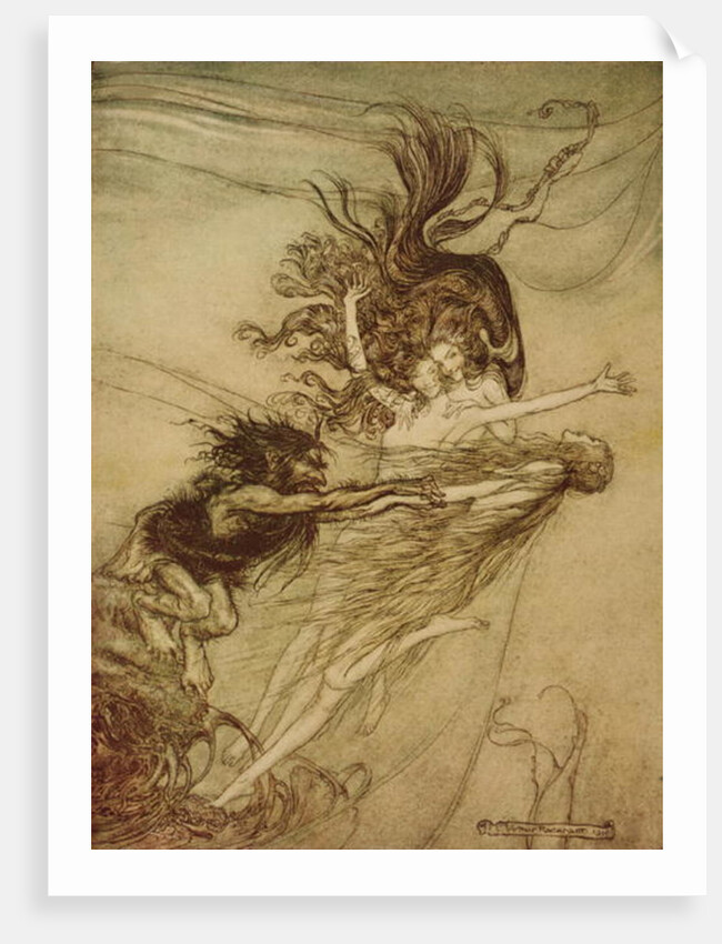 The Rhinemaidens teasing Alberich by Arthur Rackham