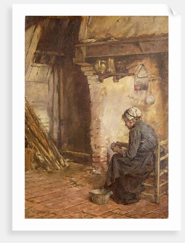 Old Woman Peeling Potatoes by Walter Langley
