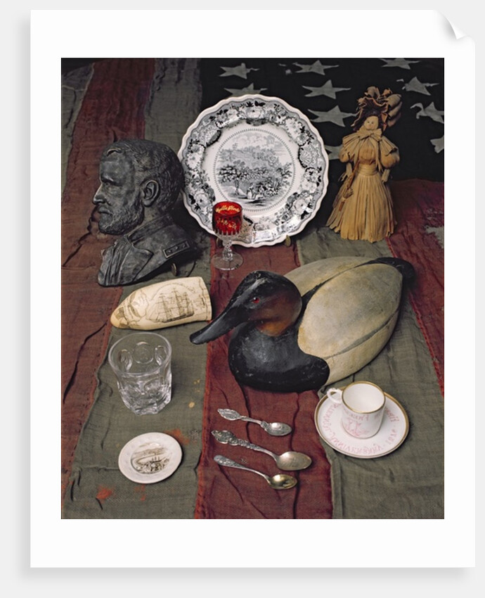 Collection of objects, including a commemorative cup and saucer of the Declaration of Independence, 1776 by American School