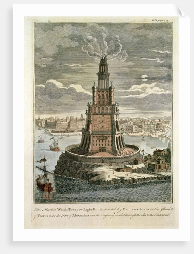 The Marble Watch Tower or Lighthouse Erected by Ptolemy Soter on the Island of Pharos, near the Port of Alexandria by English School