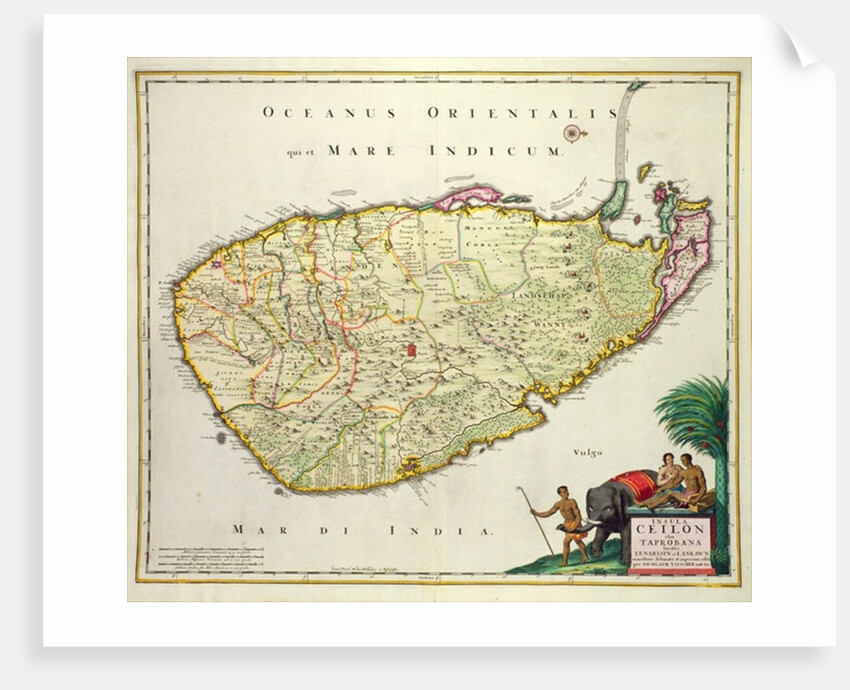 Map of Ceylon according to Nicolas Visscher, c.1626 by Anonymous