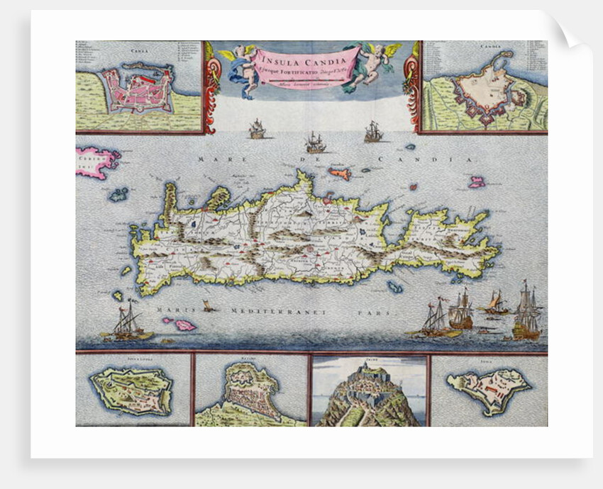Map of the Island of Candia with the sea port of Herakleion, c.1680 by Frederick de Wit