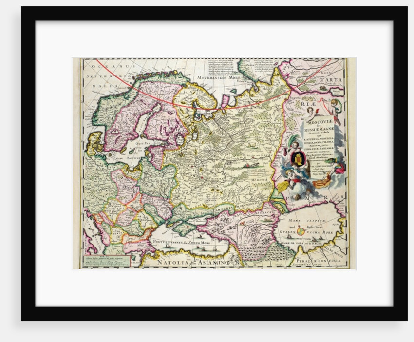 Map of Asia Minor showing Norway, Sweden, Denmark, Lapland, Poland, Turkey, Russia and the Moscow region, c.1626 by Nicolaes Jansz Visscher
