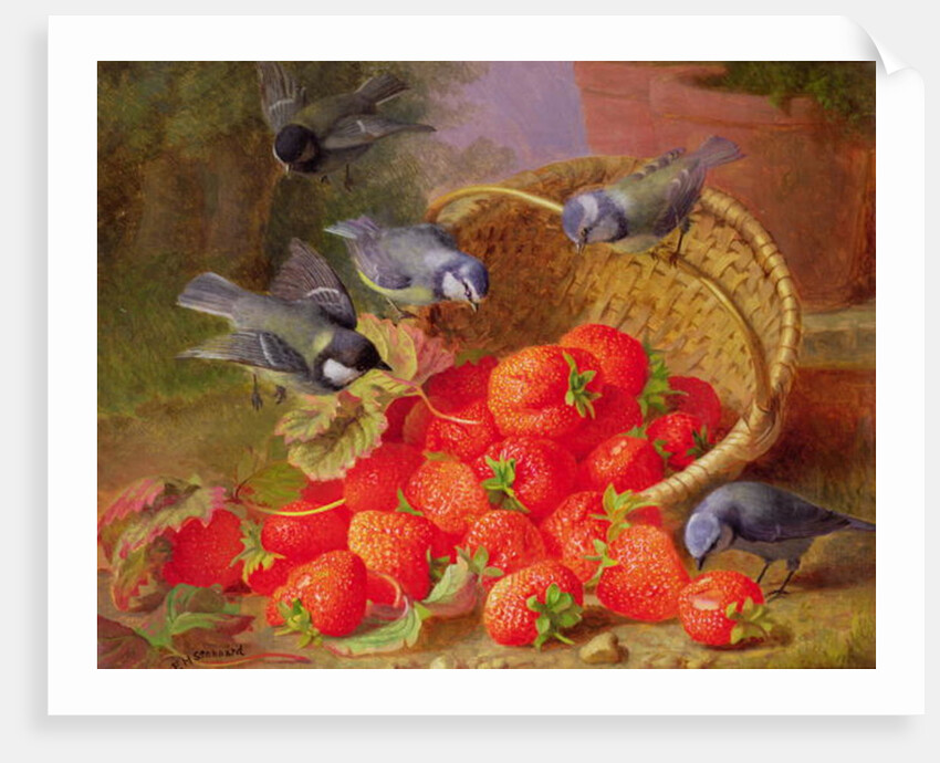 Still Life with Strawberries and Bluetits by Eloise Harriet Stannard