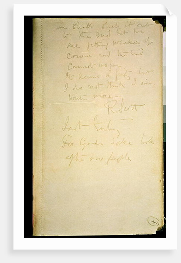 The last page of his diary, Antarctica, 29th March 1912 by Robert Falcon Scott