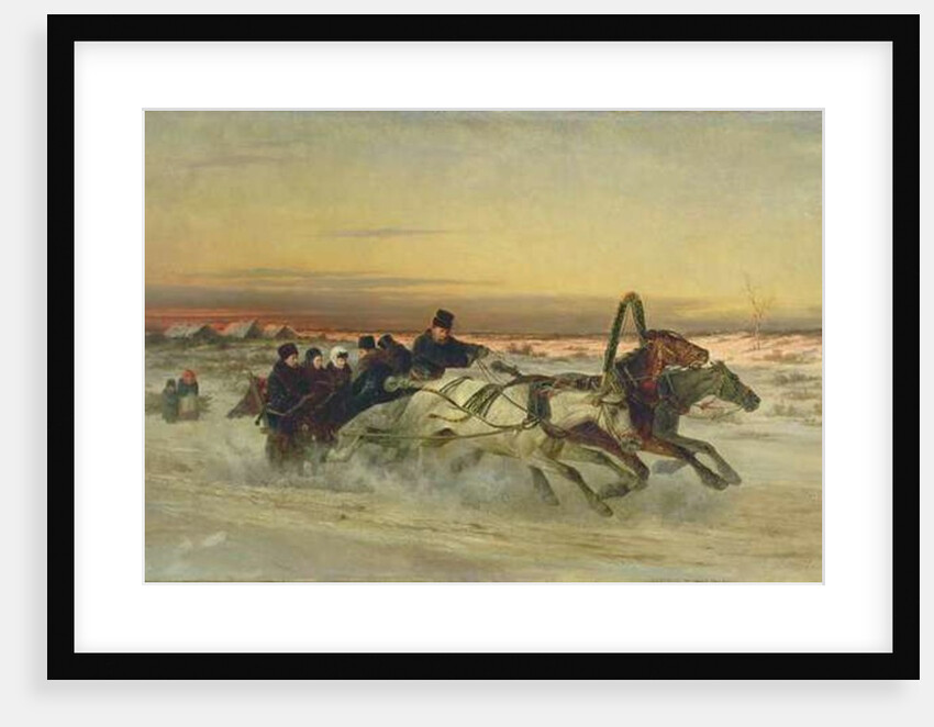 A Galloping Winter Troika at Dawn by Nikolai Egorevich Sverchkov