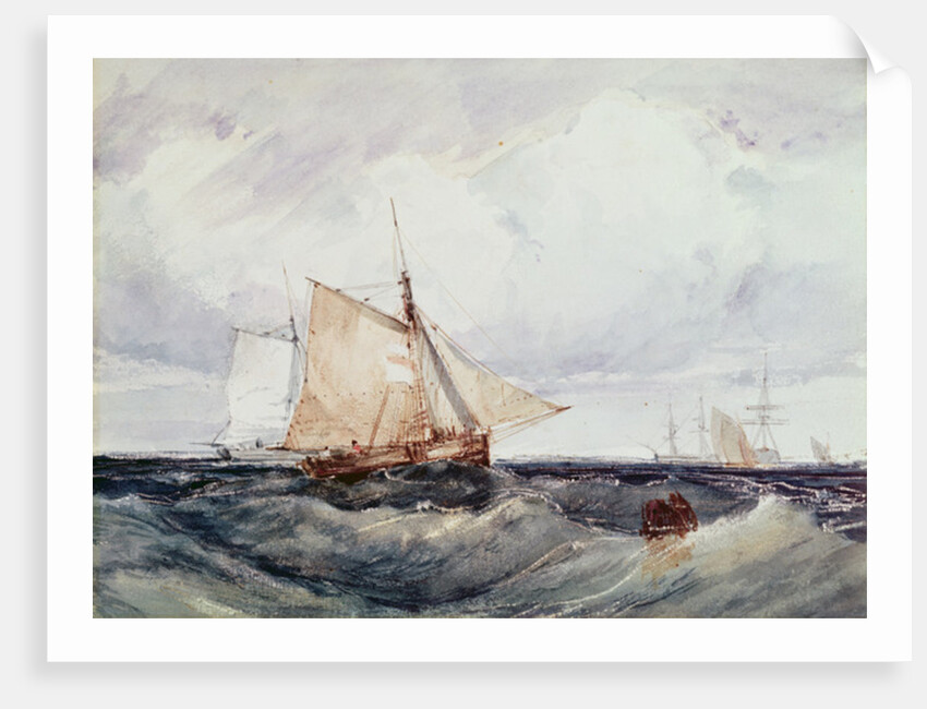 A Cutter and other Ships in a Strong Breeze by Richard Parkes Bonington