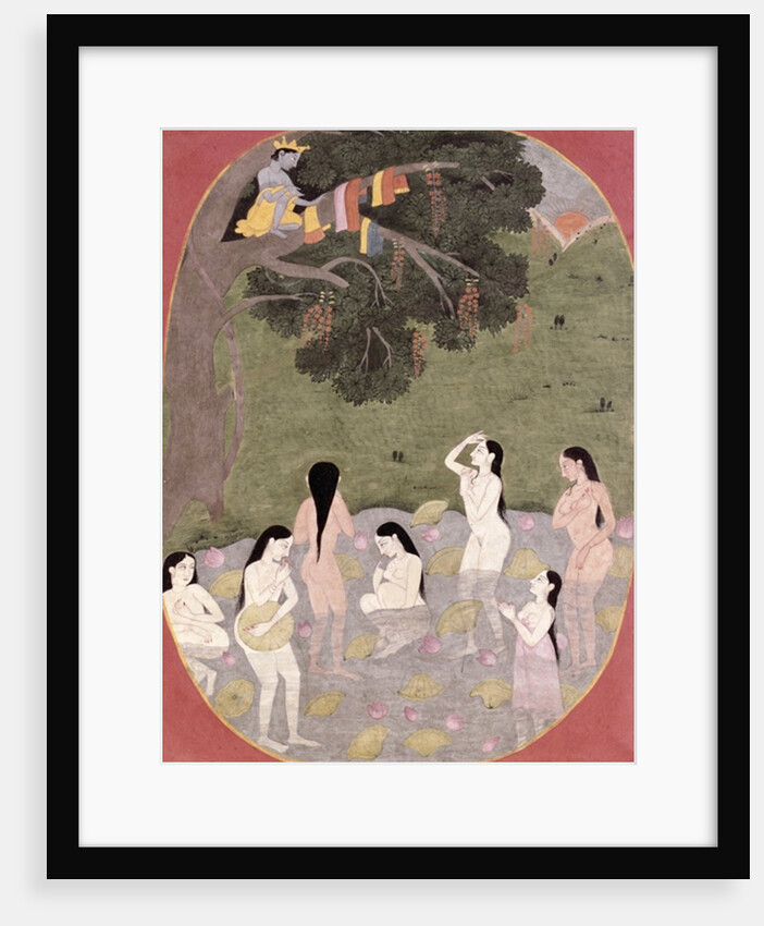 Krishna with the Cow Girls' clothes, Tehri-Garhwal, c.1820-30 by School Pahari
