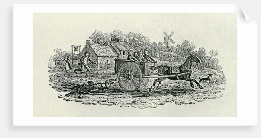 Runaway Cart from 'Land Birds, c. 1797 by Thomas Bewick