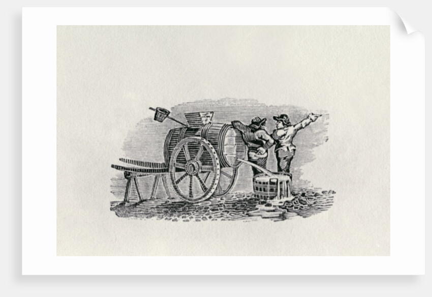 Two Men with a Barrel Cart by Thomas Bewick