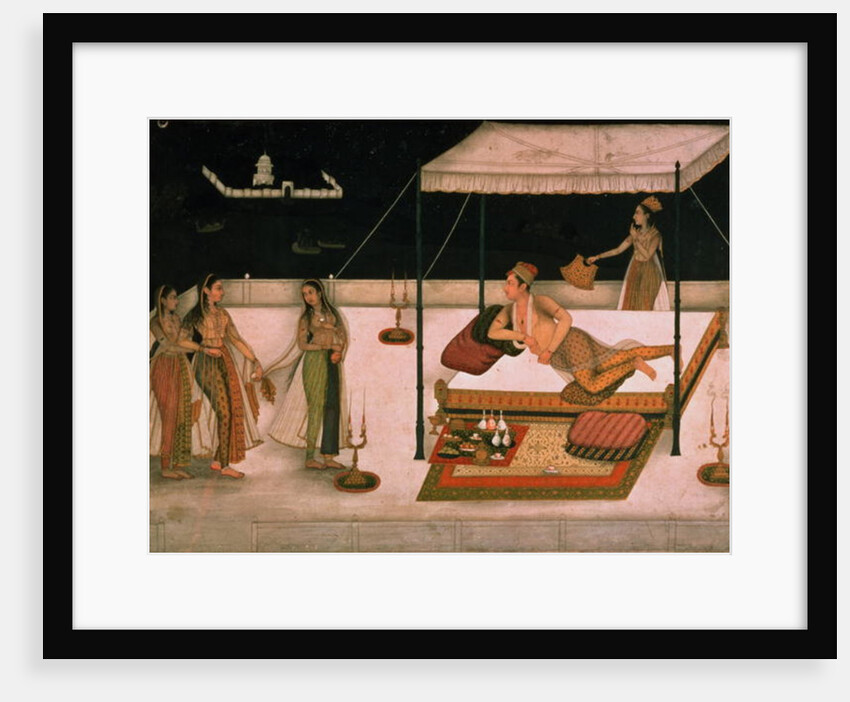 A Mughal prince receiving a lady at night, c.1680-90, Mughal by Unknown