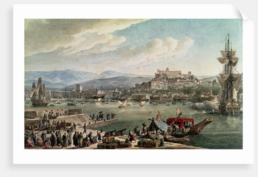 The town and harbour of Trieste seen from the New Mole. by Louis Francois Cassas