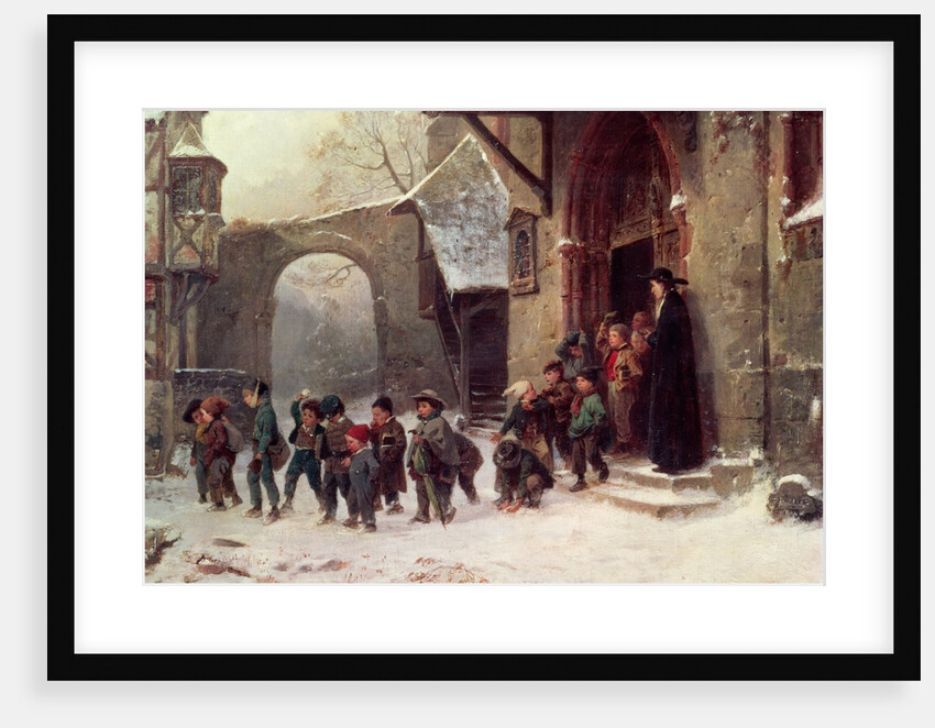 Snow Scene: Children Leaving School, c.1853 by Marc Louis Benjamin Vautier