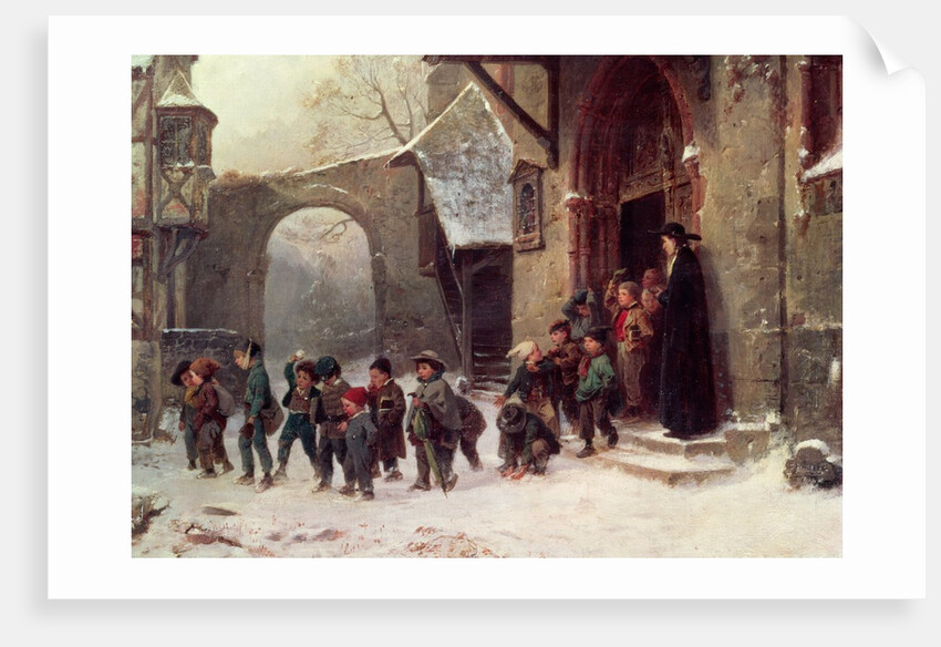 Snow Scene: Children Leaving School, c.1853 by Marc Louis Benjamin Vautier
