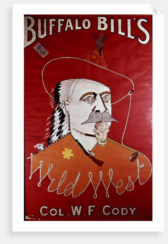 Poster advertising Buffalo Bill's Wild West show, published by Weiners Ltd., London by English School