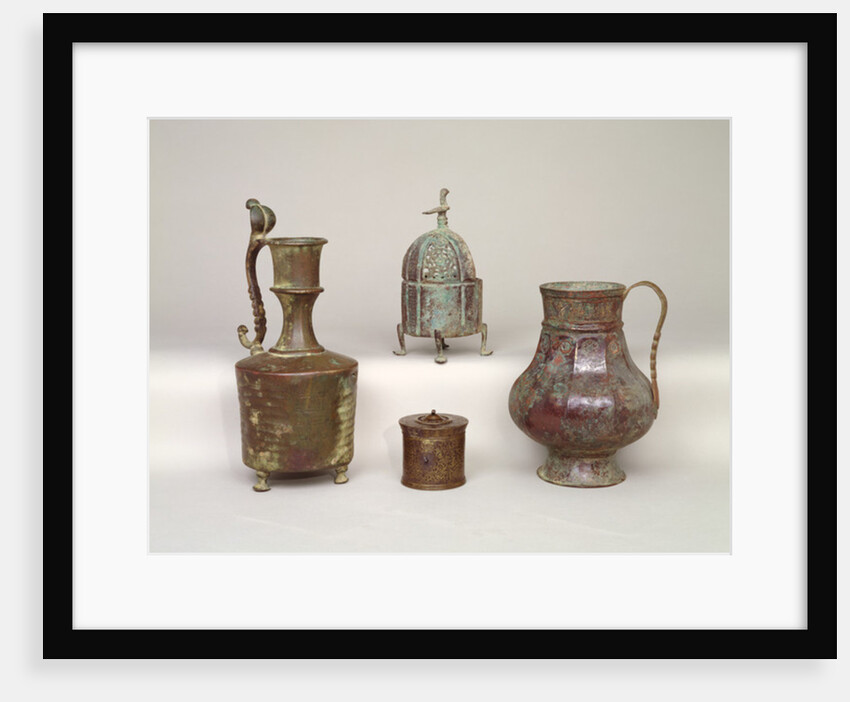 Censer, ewer, inkwell and 12th-13th century jug by Persian School